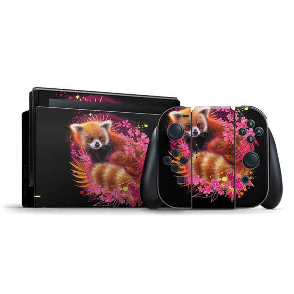 Red Panda with Flowers by Sheena Pike Nintendo Skins