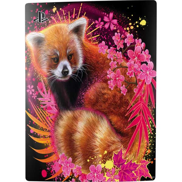 Red Panda with Flowers by Sheena Pike PlayStation PS5 Skins