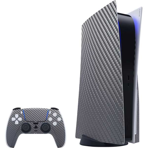 Silver Carbon Fiber Specialty Texture Material PlayStation PS5 Skins