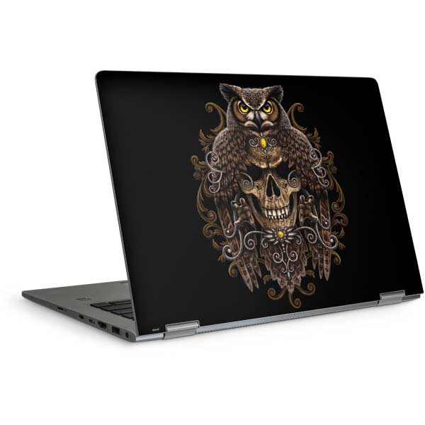 Skull and Owl by Sarah Richter Laptop Skins