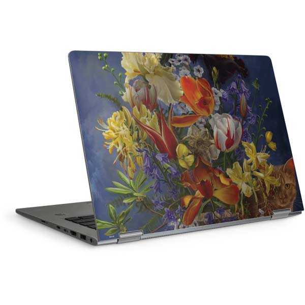 Tabby Cat with Flowers by Nene Thomas Laptop Skins