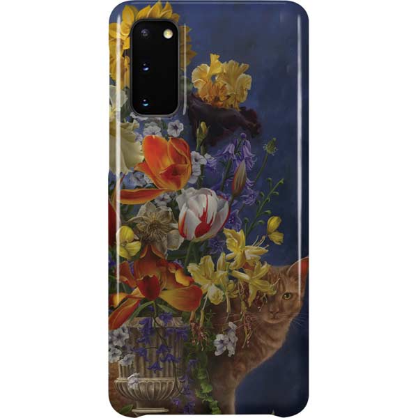 Tabby Cat with Flowers by Nene Thomas Galaxy Cases