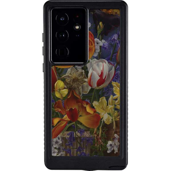 Tabby Cat with Flowers by Nene Thomas Galaxy Cases