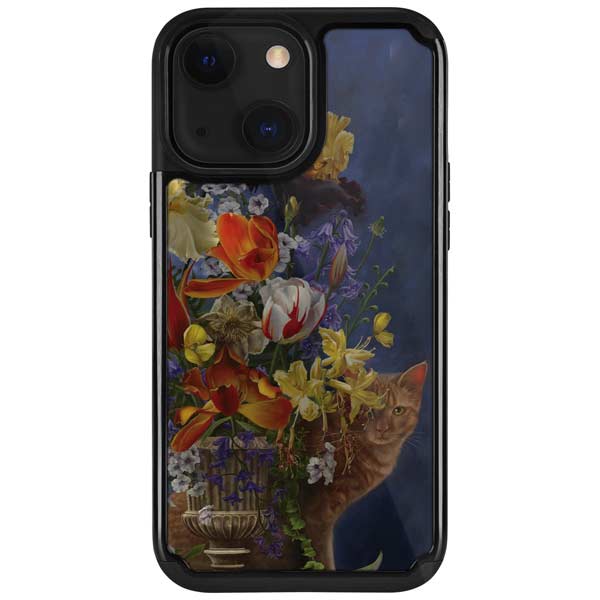 Tabby Cat with Flowers by Nene Thomas iPhone Cases