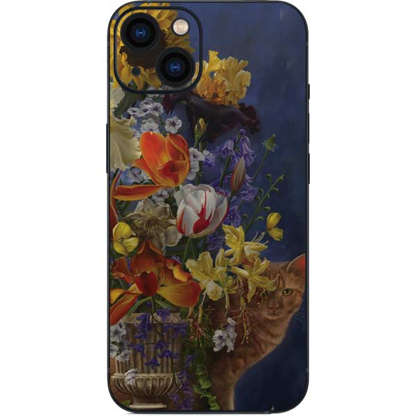 Tabby Cat with Flowers by Nene Thomas iPhone Skins