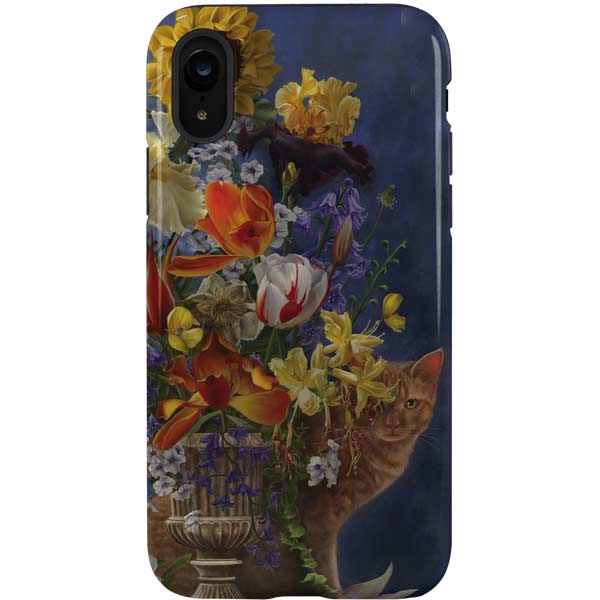 Tabby Cat with Flowers by Nene Thomas iPhone Cases