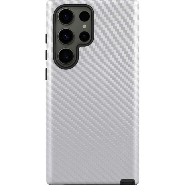 White Carbon Fiber Specialty Texture Material Galaxy Cases