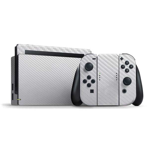 White Carbon Fiber Specialty Texture Material Nintendo Skins