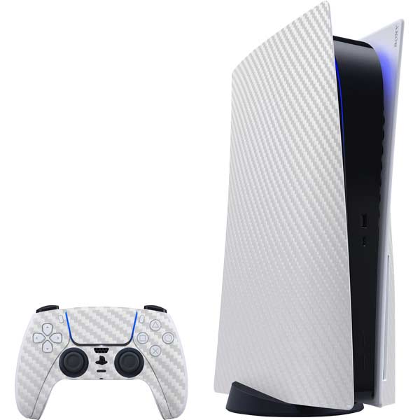 White Carbon Fiber Specialty Texture Material PlayStation PS5 Skins