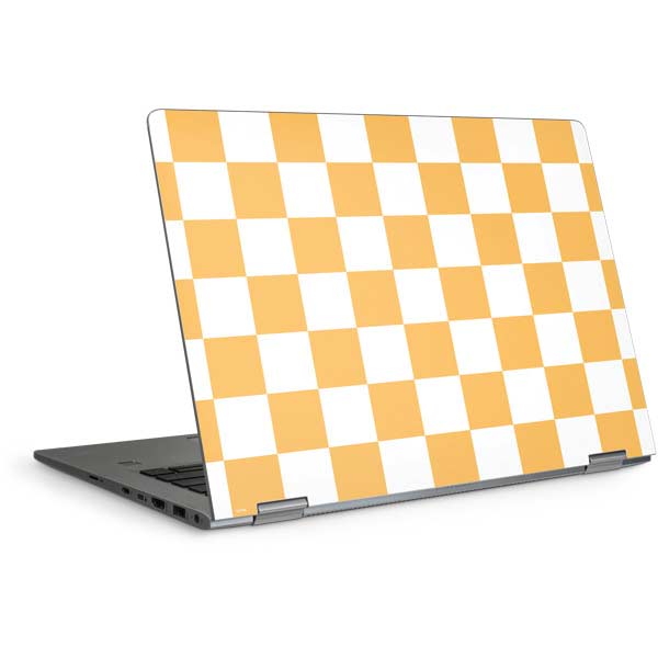 Yellow and White Checkerboard Laptop Skins