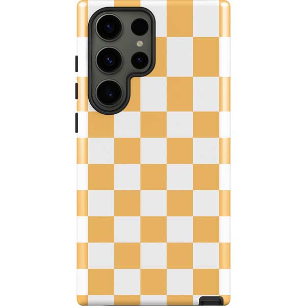 Yellow and White Checkerboard Galaxy Cases