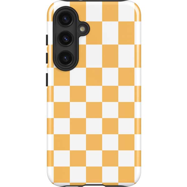 Yellow and White Checkerboard Galaxy Cases