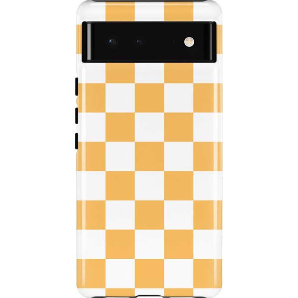 Yellow and White Checkerboard Pixel Cases