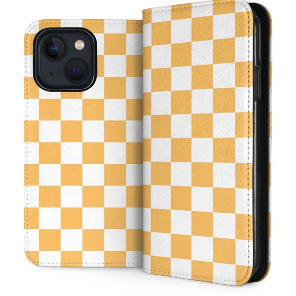 Yellow and White Checkerboard iPhone Cases