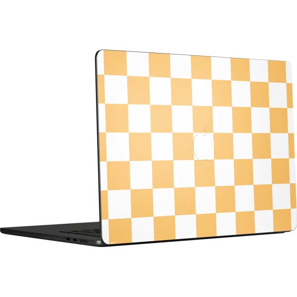 Yellow and White Checkerboard MacBook Skins
