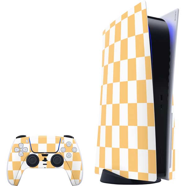 Yellow and White Checkerboard PlayStation PS5 Skins